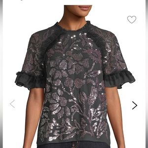 Needle & Thread Floral Gloss Top Size Small